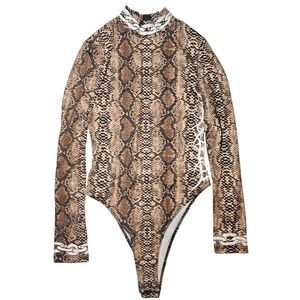 BABEWEAR Snake Print Long Sleeve Top Painted Lettering And Chain Link